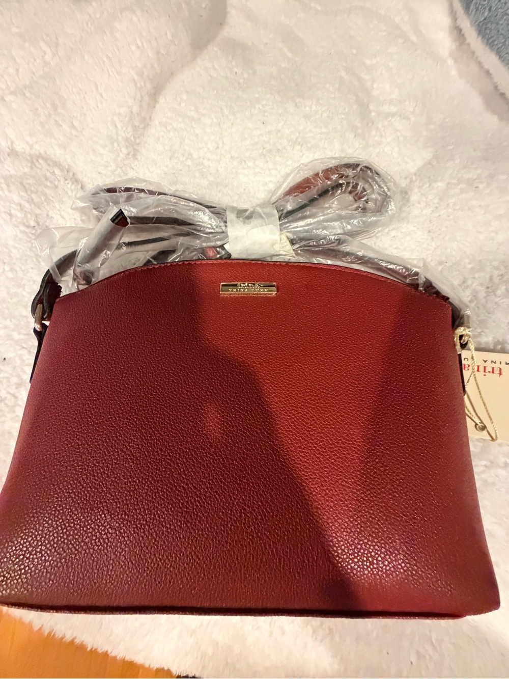 Trina Turk Red Pebbled Leather Crossbody